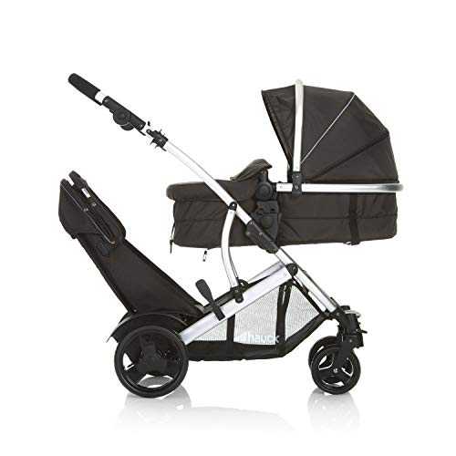 Geschwisterwagen Hauck Duett 2 – umbaubar zur Babywanne, bis 36 kg – Forest Schwarz