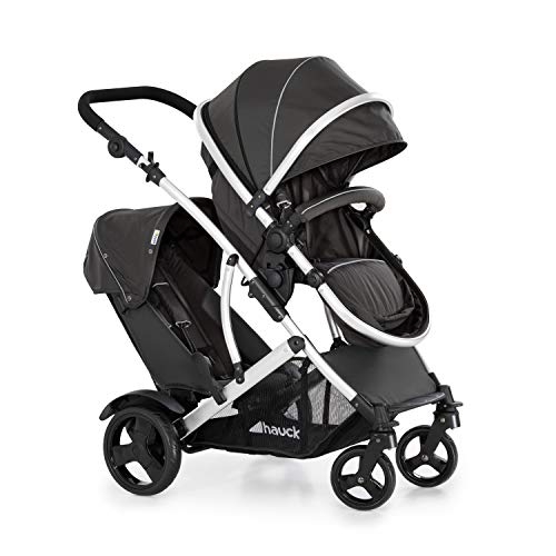 Geschwisterwagen Hauck Duett 2 – umbaubar zur Babywanne, bis 36 kg – Forest Schwarz