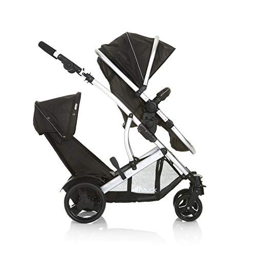 Geschwisterwagen Hauck Duett 2 – umbaubar zur Babywanne, bis 36 kg – Forest Schwarz