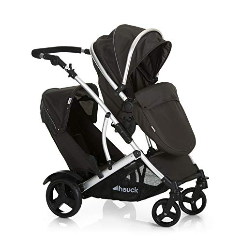 Geschwisterwagen Hauck Duett 2 – umbaubar zur Babywanne, bis 36 kg – Forest Schwarz