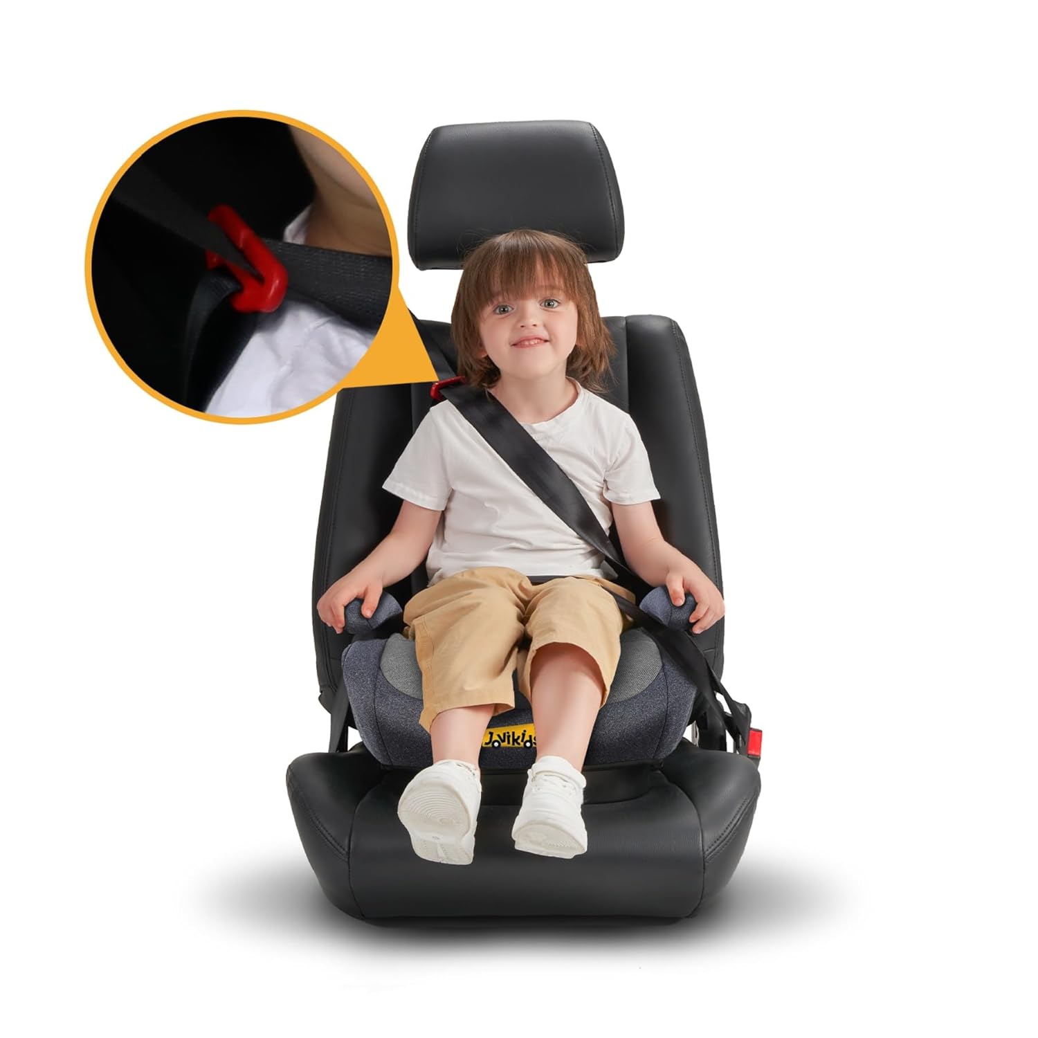 Jovikids Sitzerhöhung ISOFIX i - Size 125–150 cm, Waschbar, Schwarz