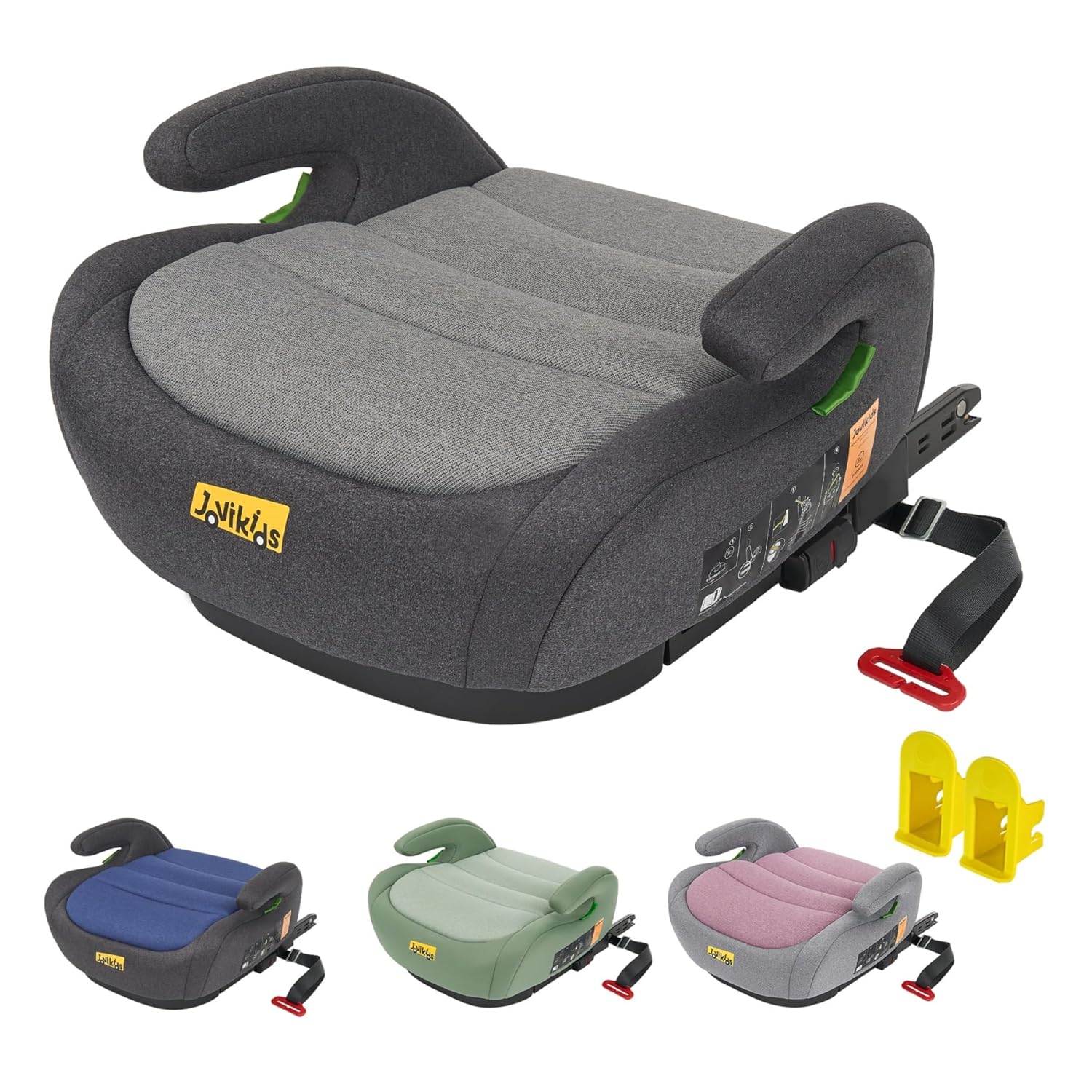 Jovikids Sitzerhöhung ISOFIX i - Size 125–150 cm, Waschbar, Schwarz