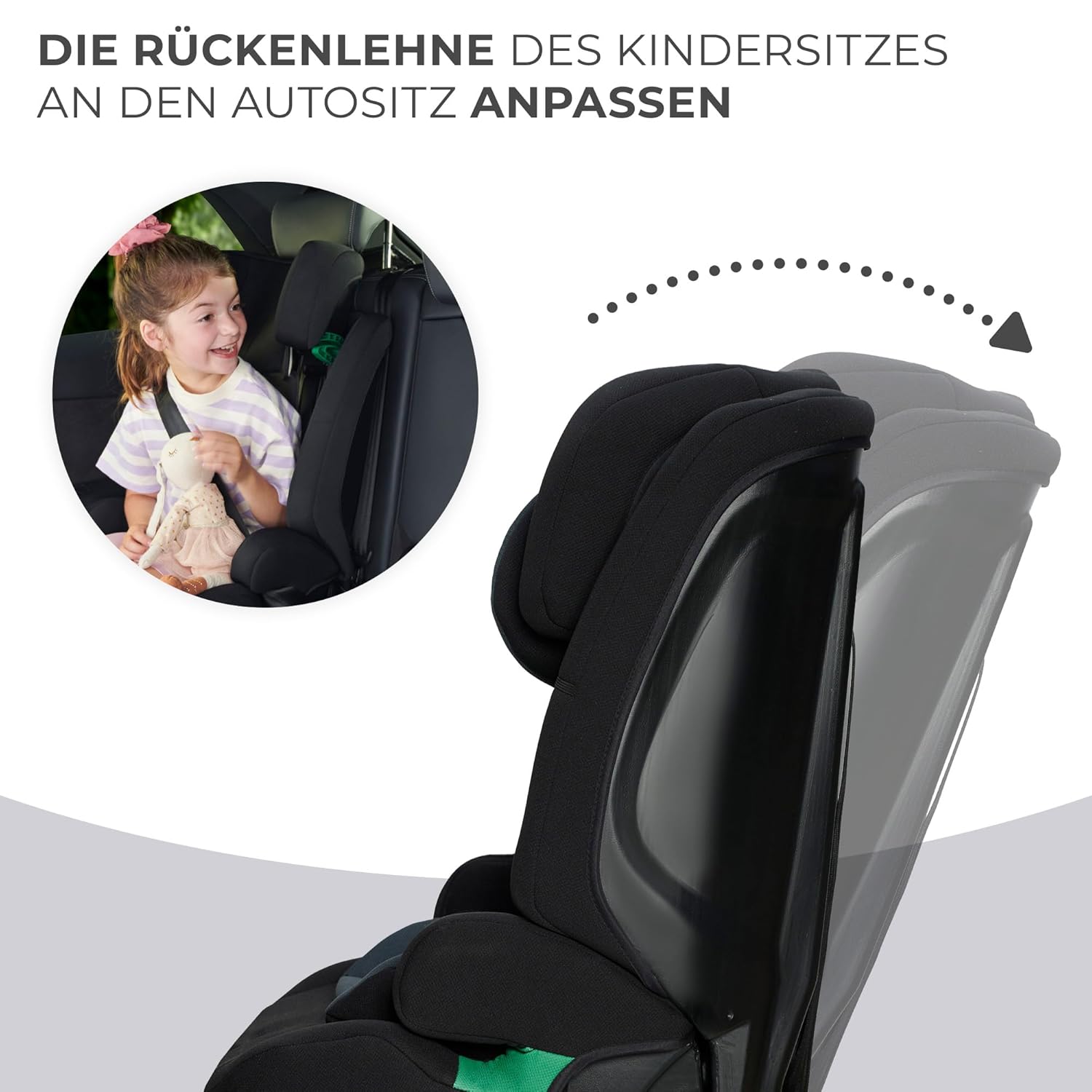 Kinderkraft SAFETY FIX 2 i - Size Kindersitz 76–150 cm, Schwarz