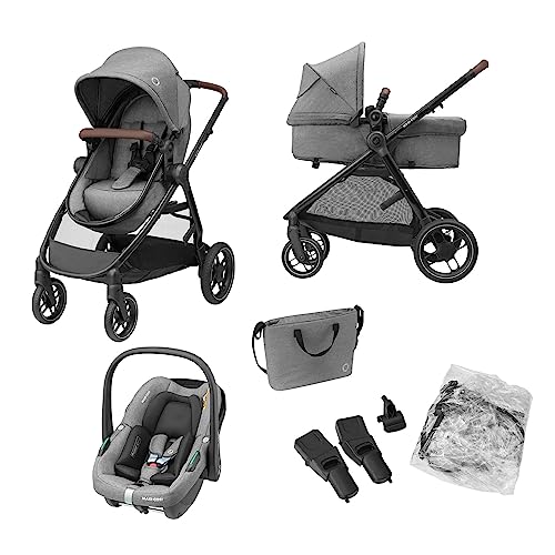 Kinderwagen Maxi - Cosi Zelia S Trio 3 - in - 1 – mit Babyschale & Zubehör – Grau