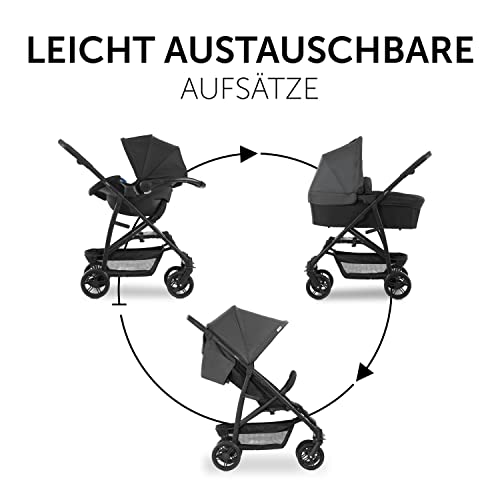 Kombi - Kinderwagen 3 - in - 1 Hauck Rapid 4 Trio – ab Geburt, faltbar, mit Babyschale & Wanne – Grau