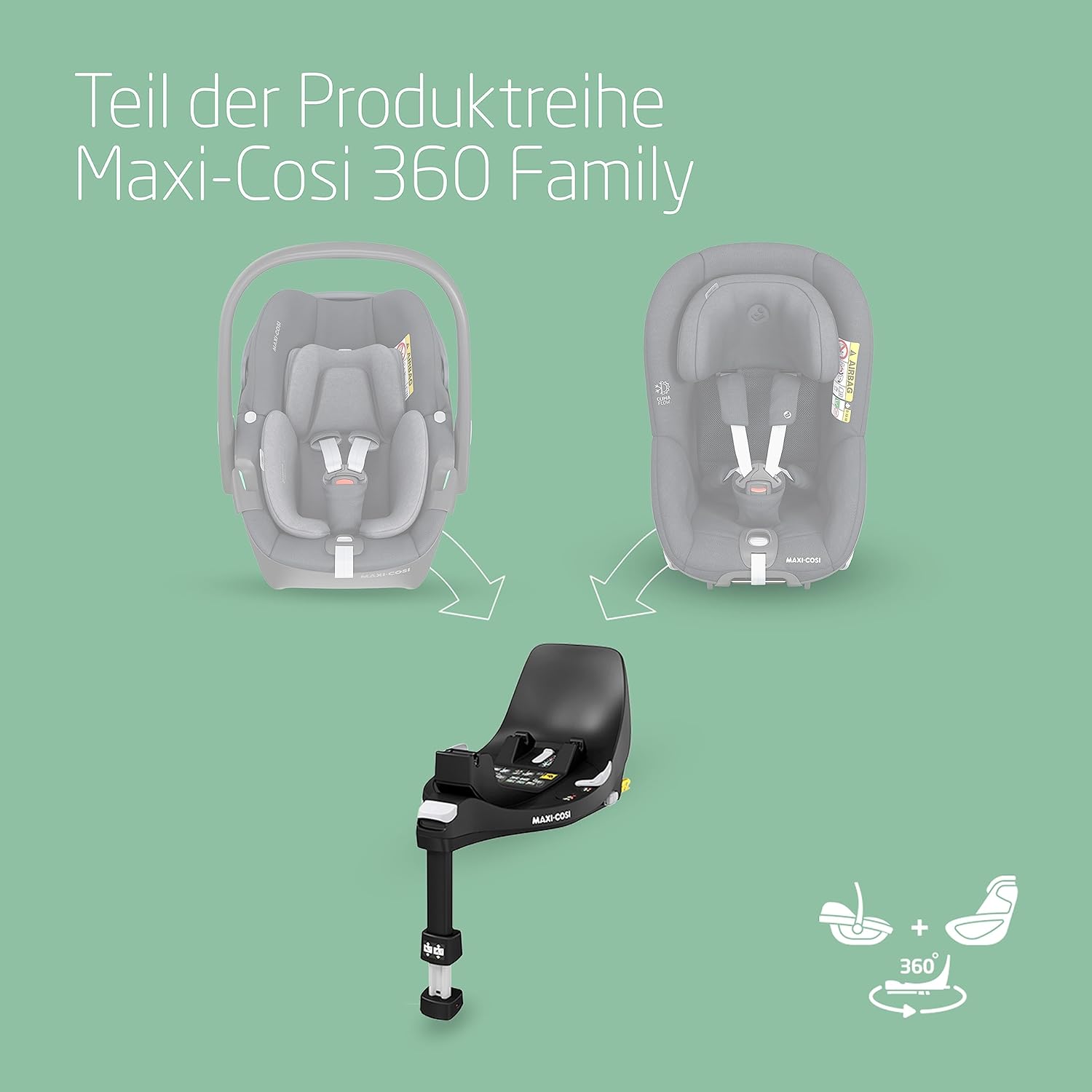 Maxi - Cosi FamilyFix 360 ISOFIX Station 40–105 cm, Drehbar, Schwarz