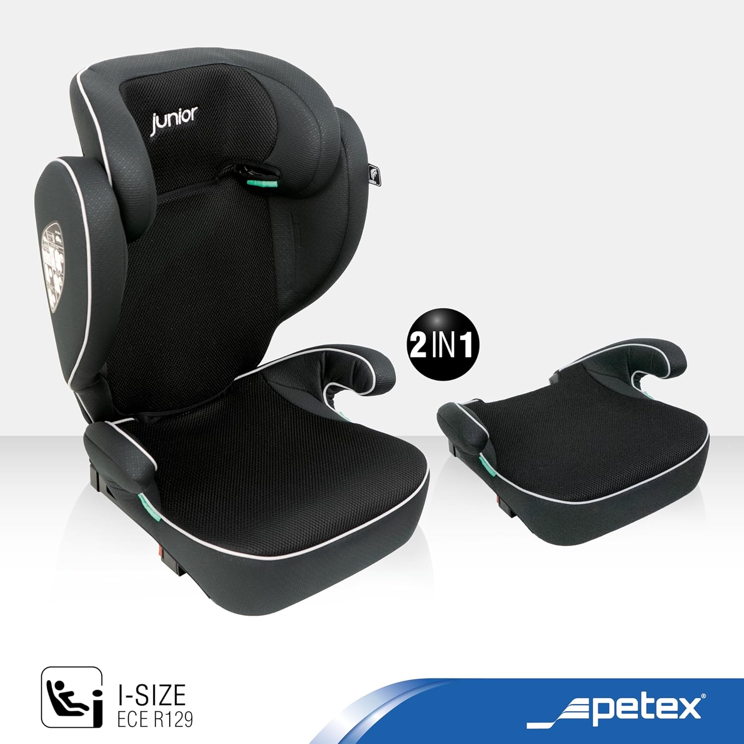PETEX Basic Plus Kindersitz i - Size 100–150 cm, mit ISOFIX, Schwarz