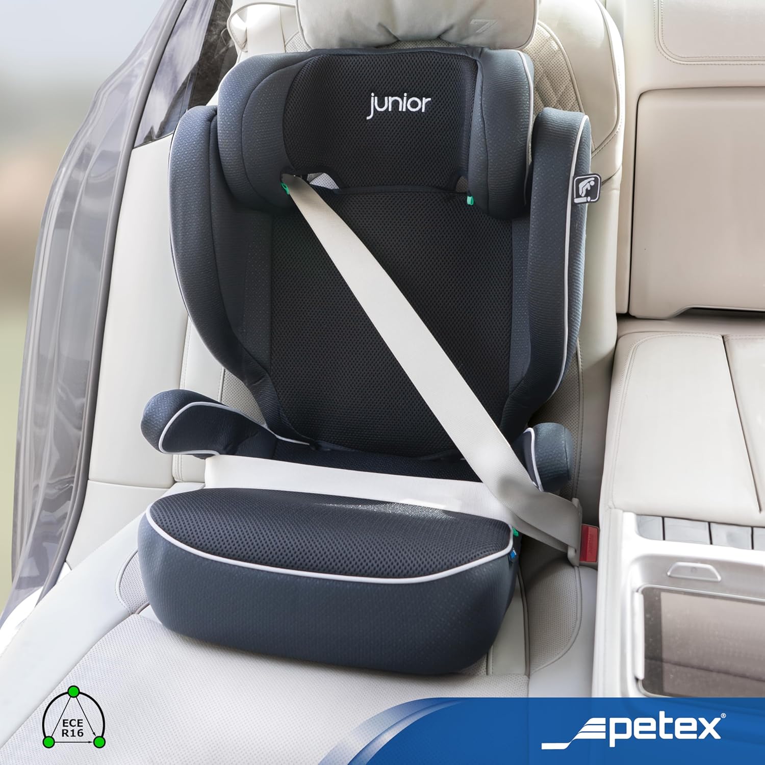 PETEX Basic Plus Kindersitz i - Size 100–150 cm, mit ISOFIX, Schwarz