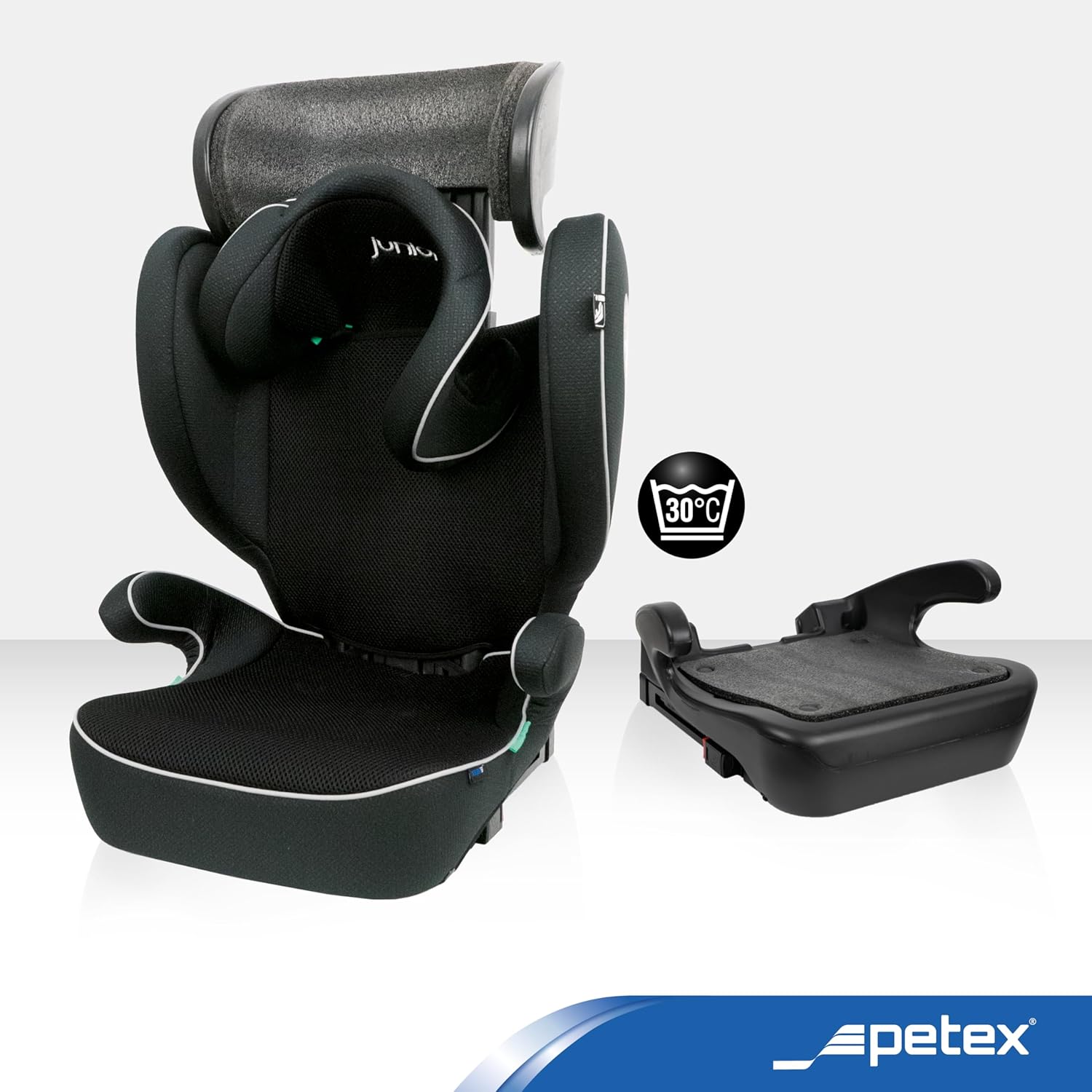 PETEX Basic Plus Kindersitz i - Size 100–150 cm, mit ISOFIX, Schwarz