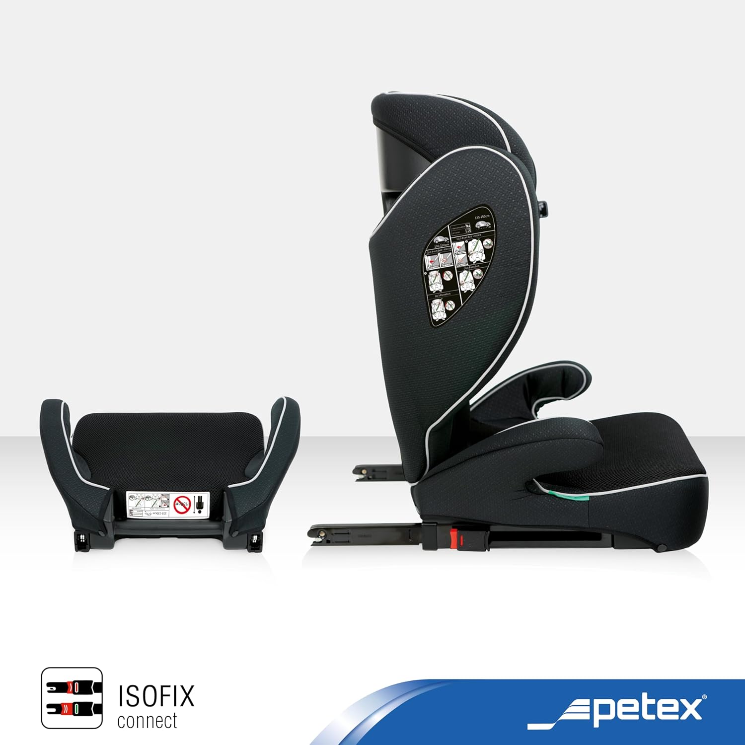 PETEX Basic Plus Kindersitz i - Size 100–150 cm, mit ISOFIX, Schwarz