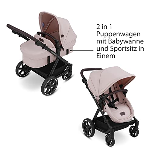 Puppenwagen ABC Design Migno Diamond 2in1 – Babywanne & Sportsitz – Berry