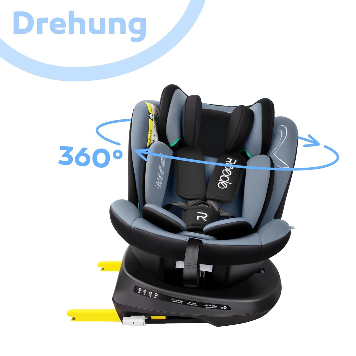 Reecle 360 Drehbar i - Size Kindersitz mit ISOFIX 40 - 150 cm (0 - 36 kg) Reboarder, ab Geburt - 12 Jahre, ECE R129
