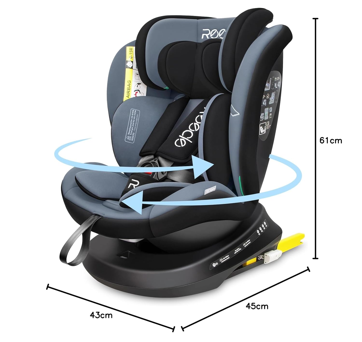 Reecle 360 Drehbar i - Size Kindersitz mit ISOFIX 40 - 150 cm (0 - 36 kg) Reboarder, ab Geburt - 12 Jahre, ECE R129
