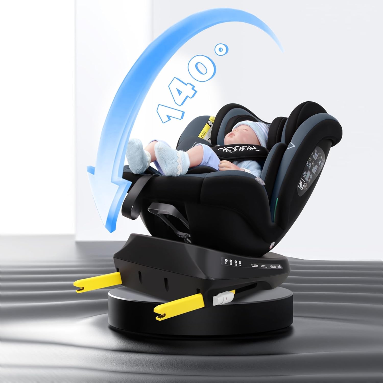 Reecle 360 Drehbar i - Size Kindersitz mit ISOFIX 40 - 150 cm (0 - 36 kg) Reboarder, ab Geburt - 12 Jahre, ECE R129