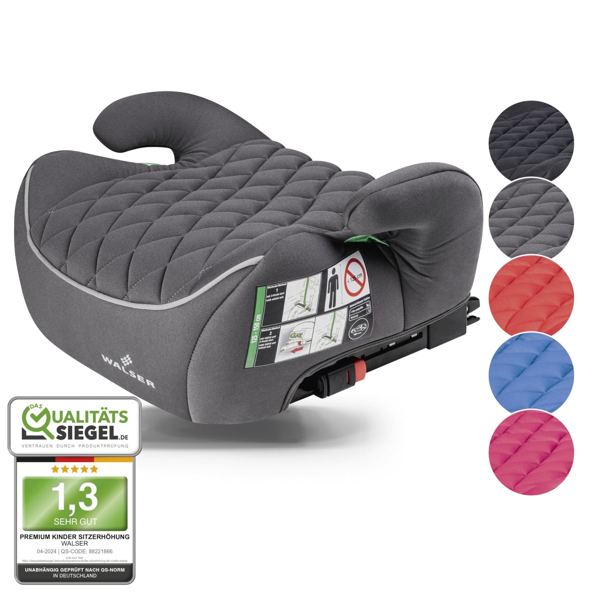 WALSER Andy Sitzerhöhung Auto i - Size R129, 125–150 cm, Schwarz