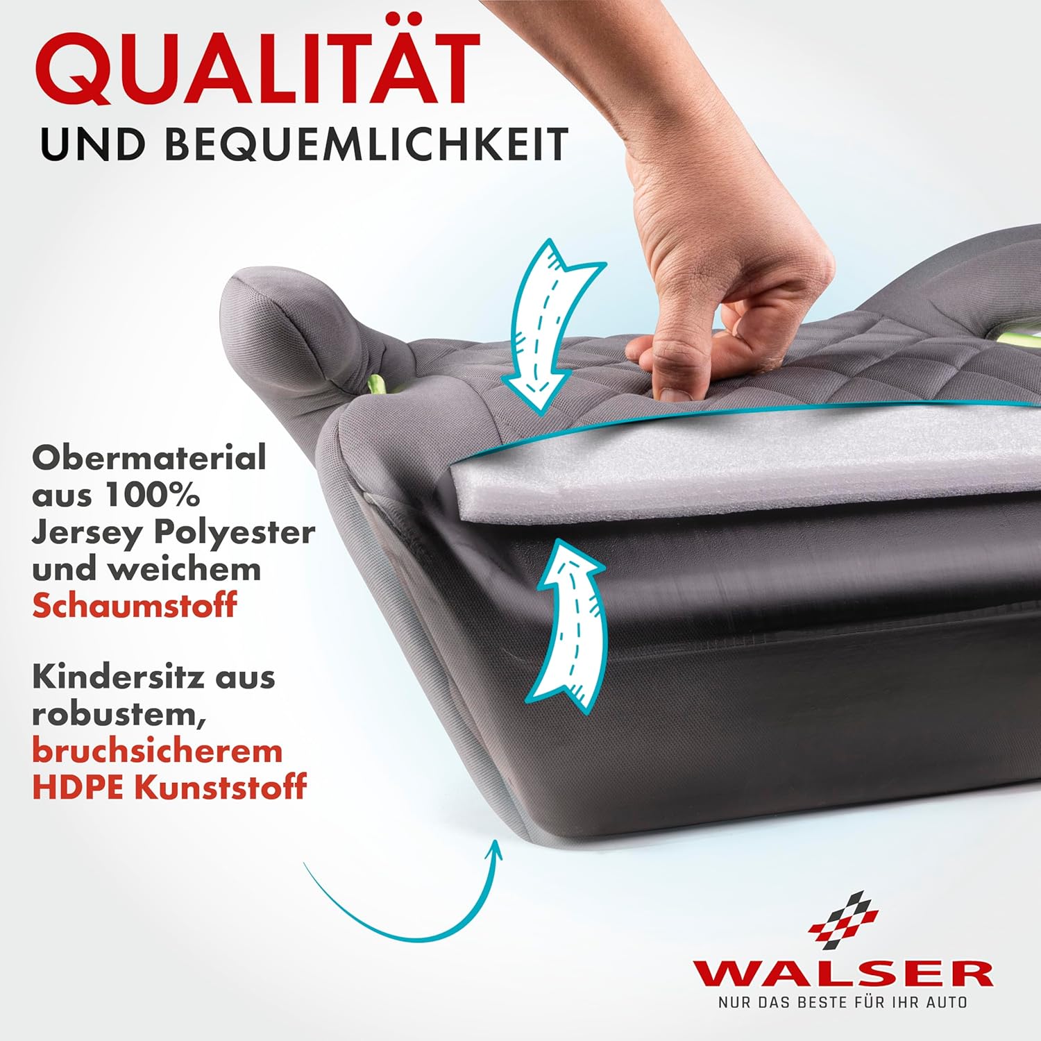 WALSER Andy Sitzerhöhung Auto i - Size R129, 125–150 cm, Schwarz