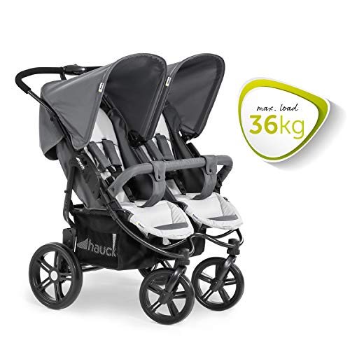 Zwillingswagen Hauck Roadster Duo SLX – bis 30 kg, kompakt faltbar – Grau Silber
