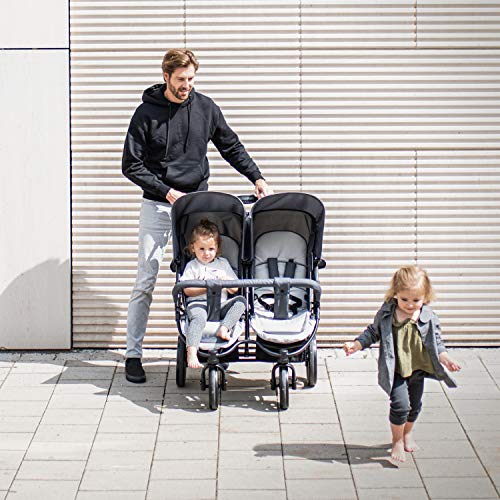 Zwillingswagen Hauck Roadster Duo SLX – bis 30 kg, kompakt faltbar – Grau Silber