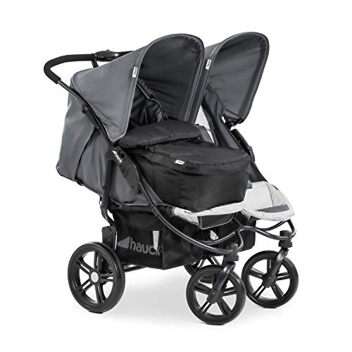 Zwillingswagen Hauck Roadster Duo SLX – bis 30 kg, kompakt faltbar – Grau Silber